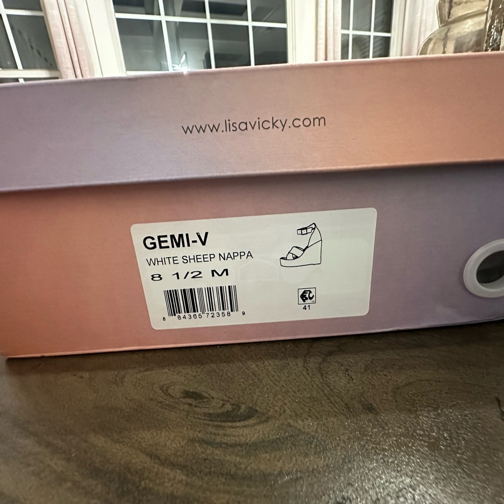 New $100 Lisa Vicky Leather Nordstrom Gemi Espadrille Wedge Sandal Sz 8.5 White - Picture 12 of 12